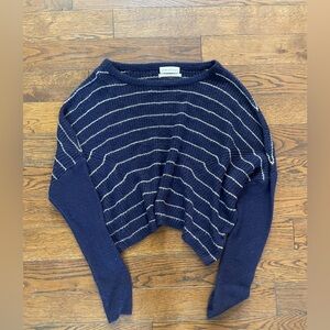 Urban Outfitters Navy and White Striped Sweater